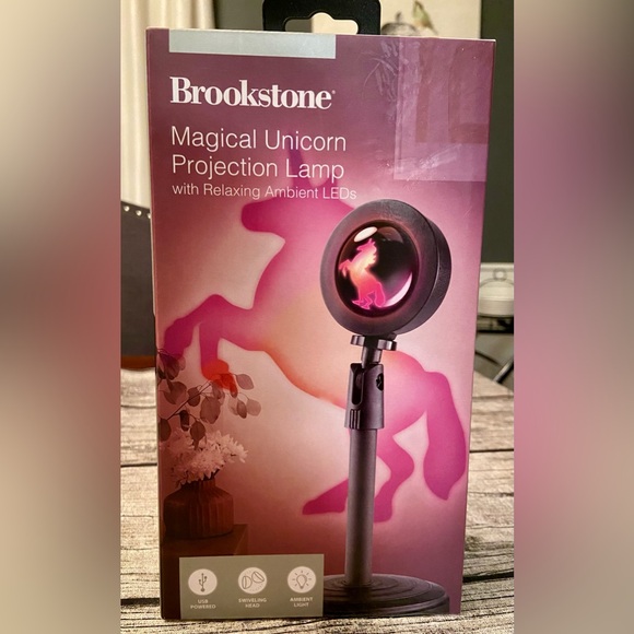 NWT! Brookstone Magical Unicorn Projection Lamp with relaxing ambient LED light - Picture 1 of 10